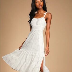 Lulu's Elegant White Midi Dress